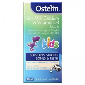 오스텔린 Ostelin Kids Milk Calcium & Vitamin D3 Liquid - Calcium & Vitamin D for Children - 90mL