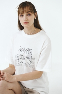 Lazy Bunny Digital Printing T-shirt_White