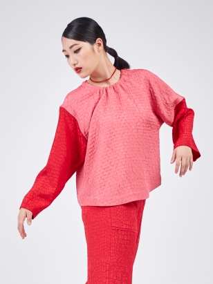 PINK&RED COLOR MATCHING BLOUSE