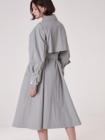 oversize flare trench coat_ khaki-grey