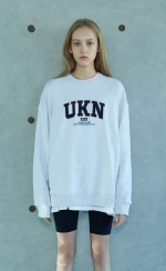 UL:KIN UKN Logo Embroidery Sweatshirts_Light Grey