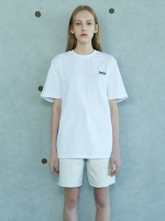 UL:KIN X KWJ Blue Wave Logo Embroidery T-shirts_White