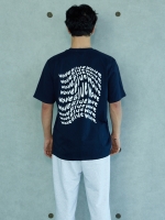UL:KIN X KWJ Blue Wave Logo Embroidery T-shirts_Navy