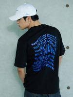 UL:KIN X KWJ Blue Wave Logo Embroidery T-shirts_Black