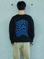 UL:KIN X KWJ Blue Wave Typo-art Sweatshirts_Black