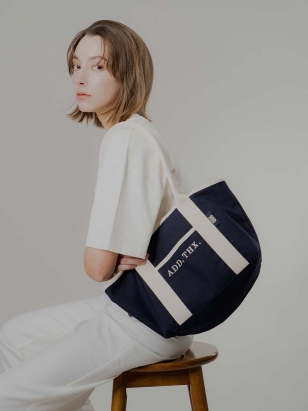 lettering canvas bag_s_navy